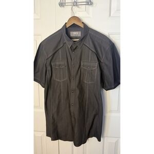 Men's XL BKE Western Style Shirt In Charcoal Gray 60%cotton 40% Polyester EUC